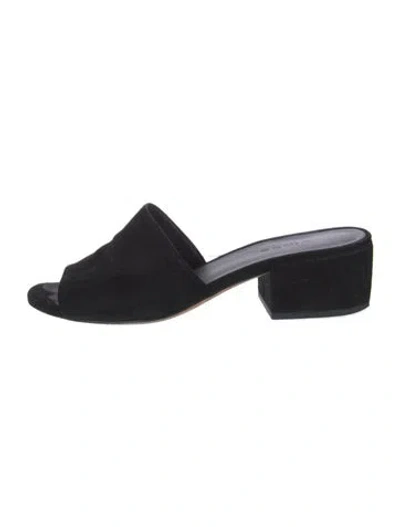 Pre-owned Vince Suede Slides In Black