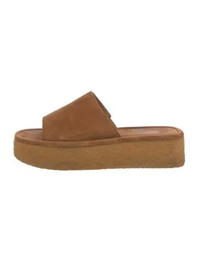 Pre-owned Vince Suede Slides In Brown