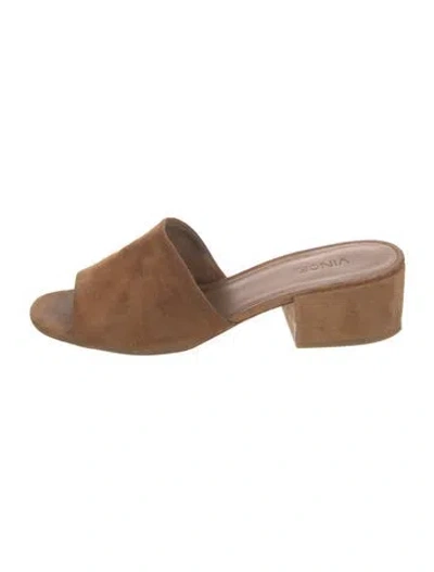 Pre-owned Vince Suede Slides In Brown