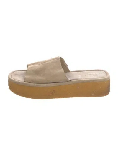 Pre-owned Vince Suede Slides In Brown