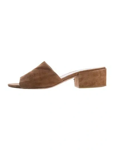 Pre-owned Vince Suede Slides In Brown