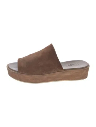 Pre-owned Vince Suede Slides In Brown