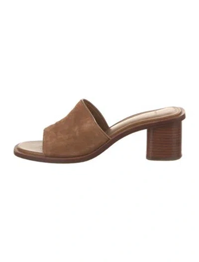 Pre-owned Vince Suede Slides In Brown