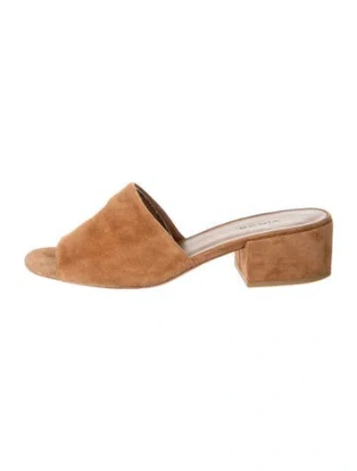 Pre-owned Vince Suede Slides In Brown