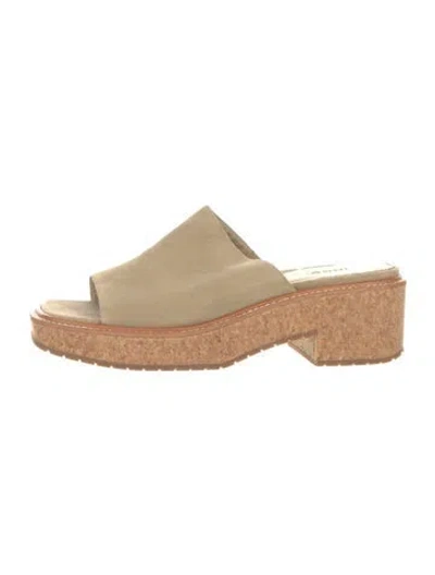 Pre-owned Vince Suede Slides In Neutral