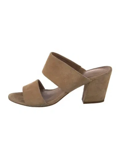Pre-owned Vince Suede Slides In Neutral