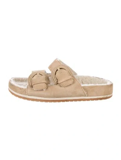 Pre-owned Vince Suede Slides In Neutral
