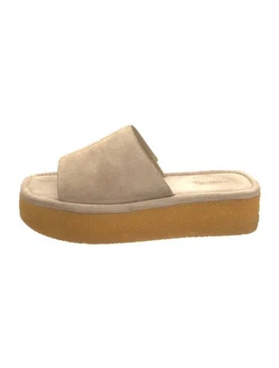 Pre-owned Vince Suede Slides In Neutral