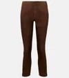Vince Stretch-suede Cropped Pants In Brown