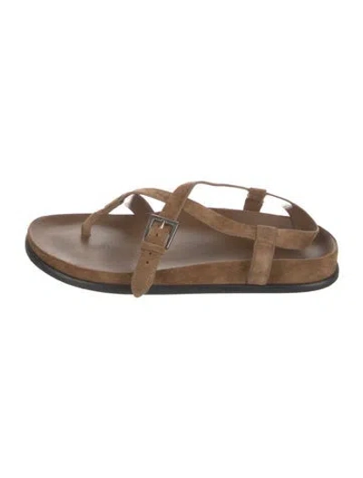 Pre-owned Vince Suede Slingback Flats In Brown