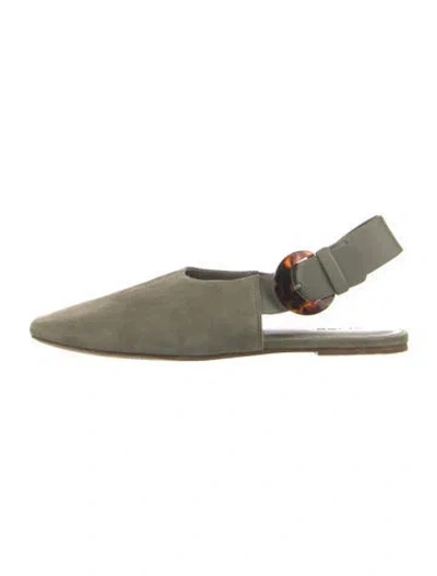 Pre-owned Vince Suede Slingback Flats In Green