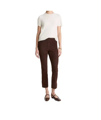 Vince Suede Split-hem Cropped Pant In Brown