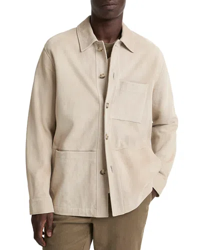 Vince Suede Utility Jacket In Neutral