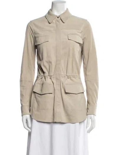 Pre-owned Vince Suede Utility Jacket In Neutral