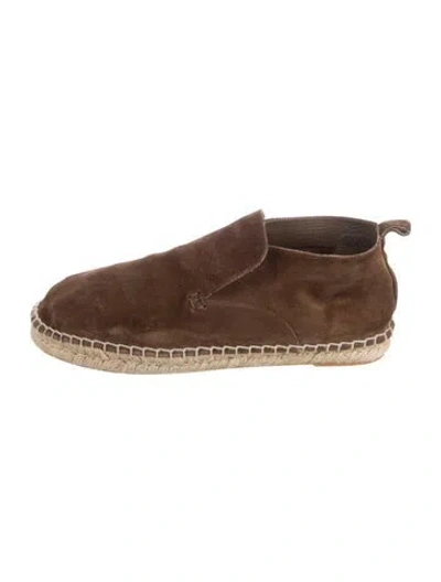 Pre-owned Vince Suede Whipstitch Trim Espadrilles In Brown