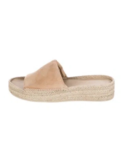 Pre-owned Vince Suede Whipstitch Trim Espadrilles In Neutrals