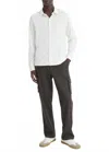 Vince Sueded Cotton Jersey Long Sleeve Button-front Shirt In Off White