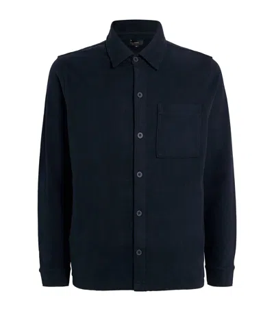 Vince Sueded Cotton Shirt Jacket In Blue