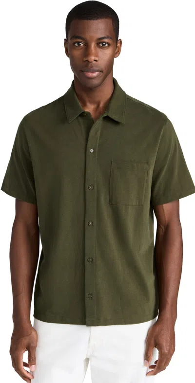 Vince Sueded Jersey Button Down Shirt Forest Shadow