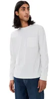 Vince Long Sleeve Crewneck Pocket Tee In Off White