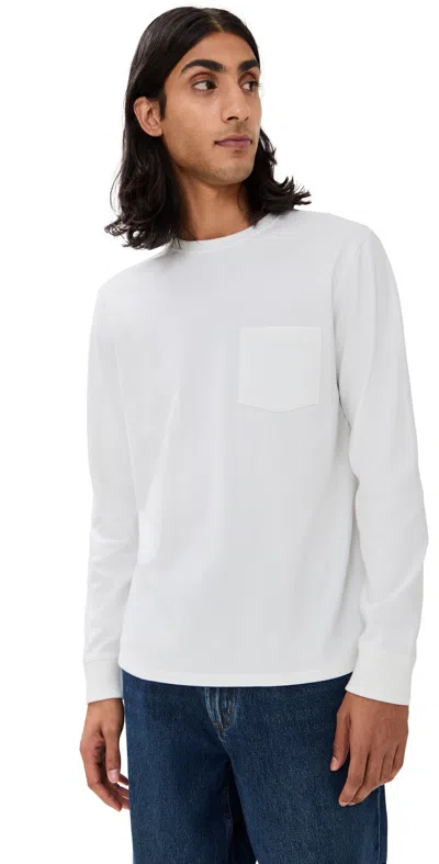 Vince Long Sleeve Crewneck Pocket Tee In Off White