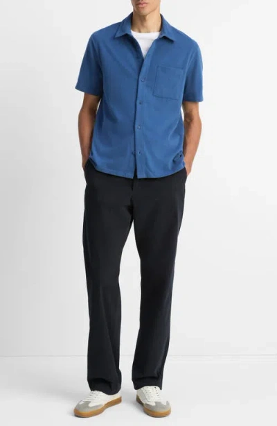 Vince Sueded Jersey Short Sleeve Button-up Shirt