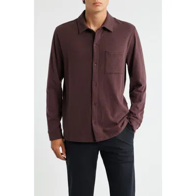 VINCE VINCE SUEDED KNIT BUTTON-UP SHIRT