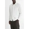 Vince Sueded Knit Button-up Shirt In White