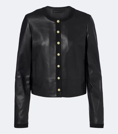 Vince Suede-trimmed Leather Jacket In Black