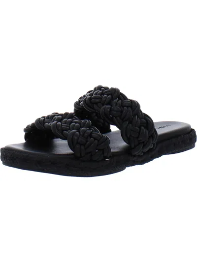Vince Sullivan Womens Leather Slip On Slide Sandals In Black