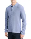 Vince Long Sleeve Thermal Polo In Faded Cobalt