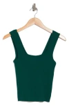 Vince Sweetheart Neck Ribbed Crop Tank In Malachite