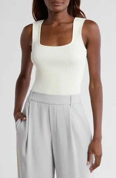 Vince Sweetheart Neck Ribbed Crop Tank In Off White