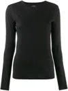 Vince Side Drape Long Sleeve Crewneck Tee In Black