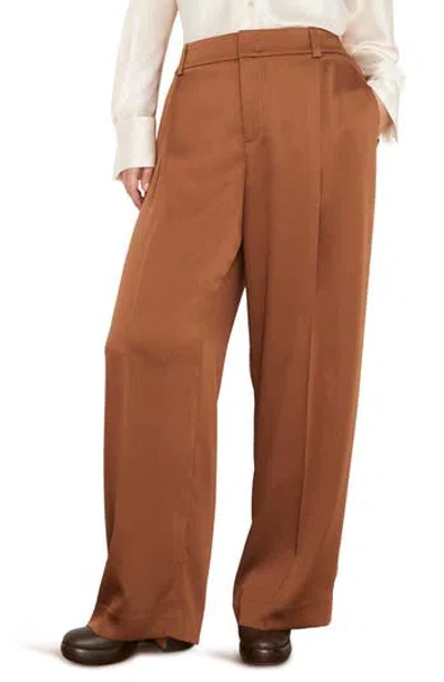 Vince Tailored Wide Leg Trousers In Brown