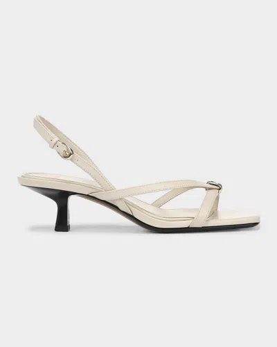Vince Tali Leather Kitten-heel Slingback Sandals In Neutral