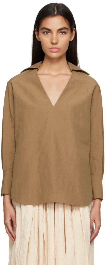 Vince Tan V-neck Shirt In Sandshell-274sds