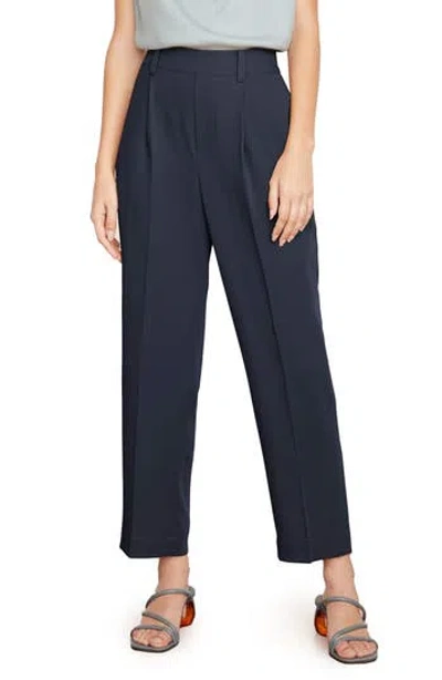 Vince High-rise Pleat-front Trousers In Coastal Blue