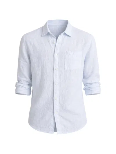 Vince Tate Stripe Pocket-detail Linen Shirt In White