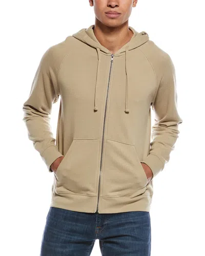 Vince French Terry Zip-up Hoodie In Brown
