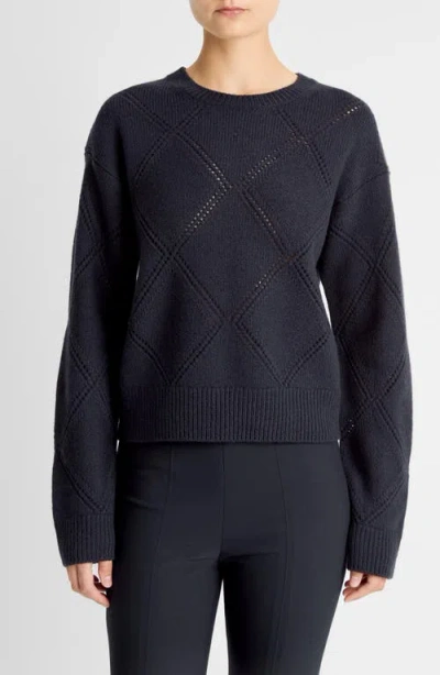 Vince Texture Argyle Wool Sweater In Animal Print
