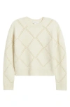 Vince Textured Argyle Sweater Cream In White