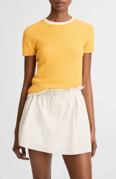 Vince Texture Crewneck Sweater In Orange