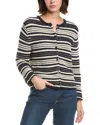 Vince Texture Striped Cardigan In Black
