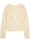 Vince Textured Argyl Wool Jumper In Neutral