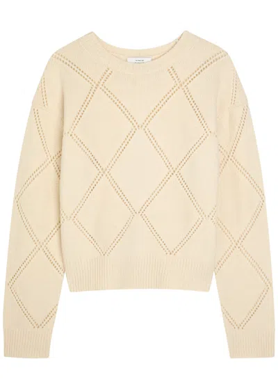 Vince Textured Argyl Wool Jumper In Neutral