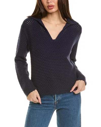 Vince Textured Baja Pullover In Blue