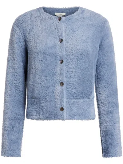 Vince Textured Buttoned Cardigan In Blue