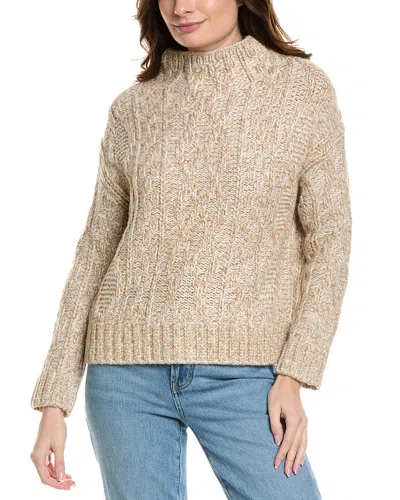 VINCE TEXTURED CABLE FUNNEL WOOL-BLEND SWEATER