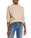 Vince Textured Cable Knit Funnel Neck Sweater In Camel Multi